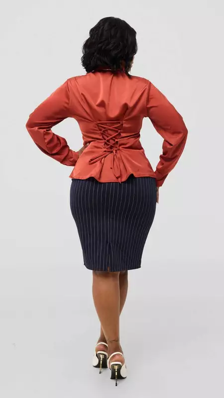 Silk House Collection Curvy Plus Size Rosa Top - Burnt Orange