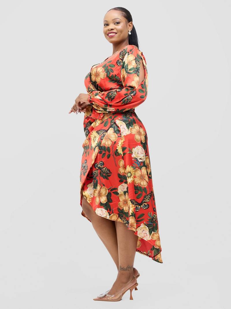 Zahra Dress - Red Floral Print