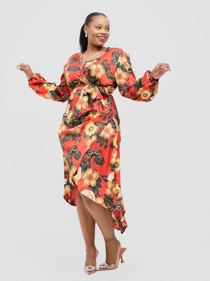 Zahra Dress - Red Floral Print