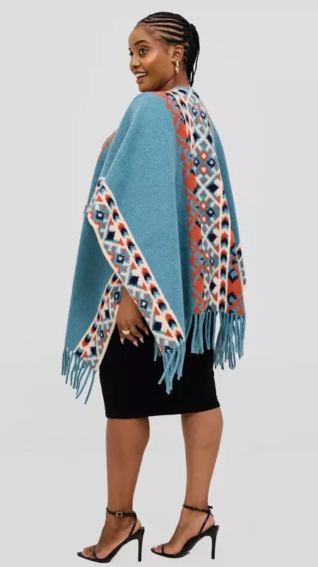 Silk House Collection Ari Poncho - Blue