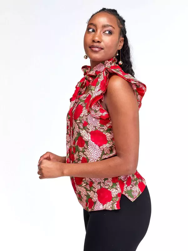 Silk House Collection Kefi - Red Floral Print