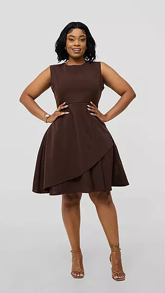 Silk House Collection Curvy Plus Size Brielle Dress - Brown