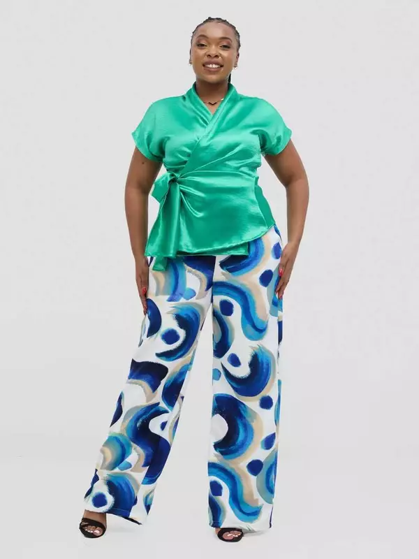 Silk House Collection Rana Pant - Blue Abstract Print