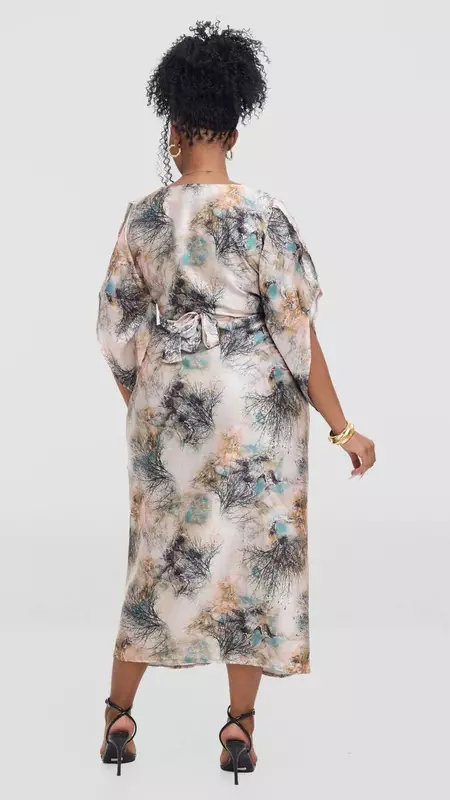 Silk House Collection Elodie Kaftan - Cream Print