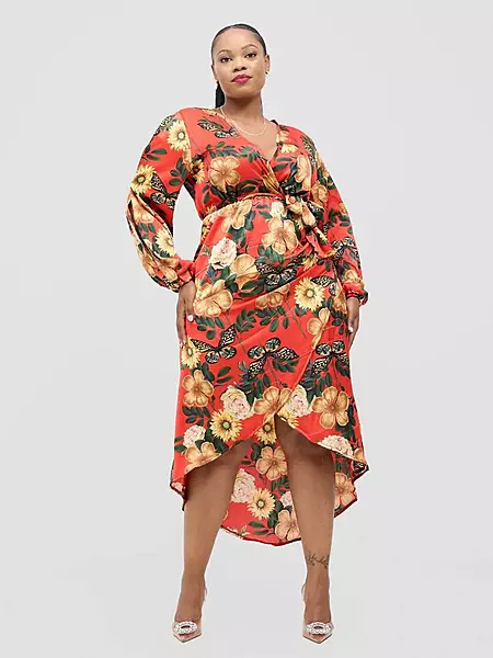 Zahra Dress - Red Floral Print