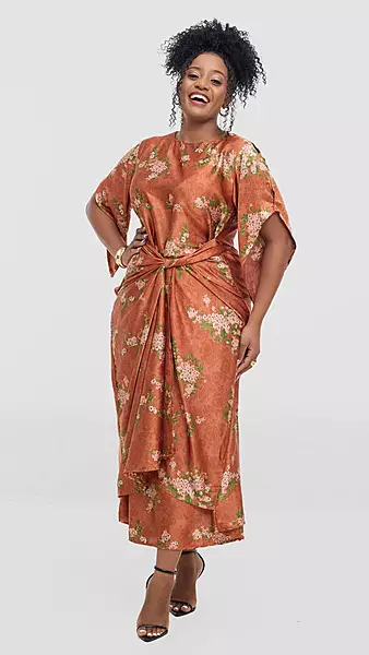 Silk House Collection Elodie Kaftan - Orange Print