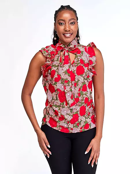 Silk House Collection Kefi - Red Floral Print