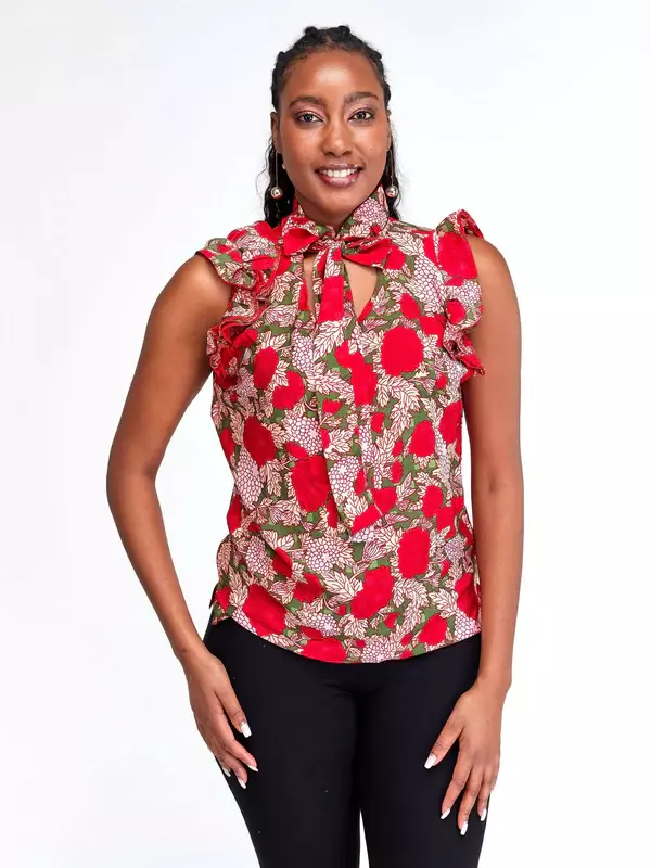 Silk House Collection Kefi - Red Floral Print