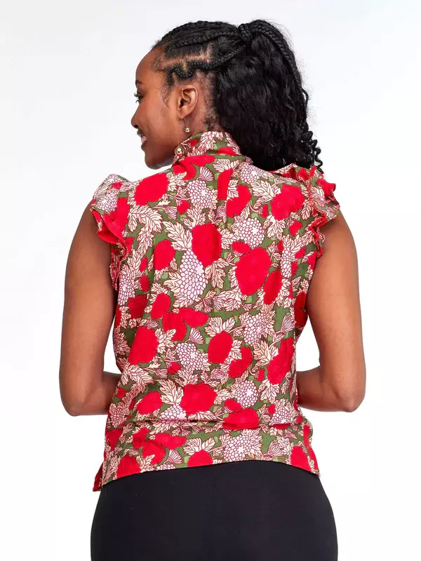Silk House Collection Kefi - Red Floral Print