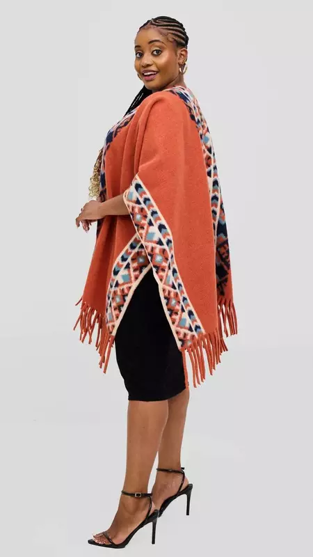 Silk House Collection Ari Poncho - Orange