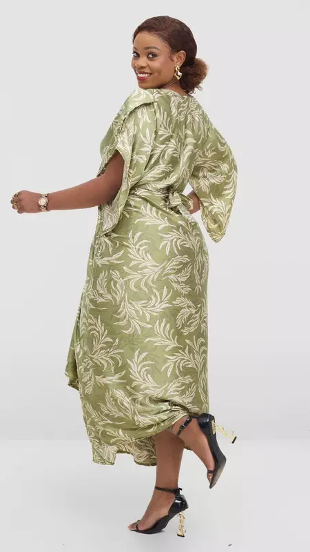 Silk House Collection Elodie Kaftan - Green Print