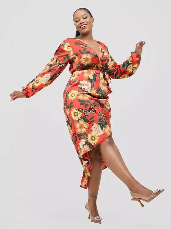 Zahra Dress - Red Floral Print