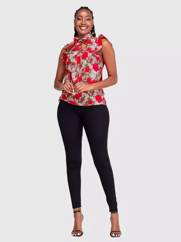 Silk House Collection Kefi - Red Floral Print