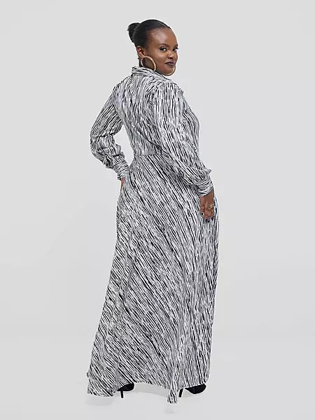 Silk House Collection Waridi Dress - Black / White Stripe