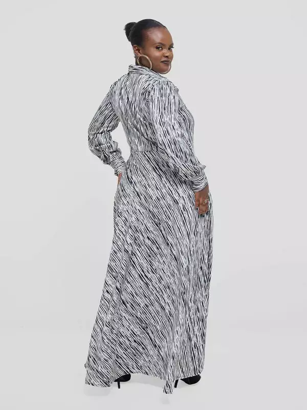 Silk House Collection Waridi Dress - Black / White Stripe