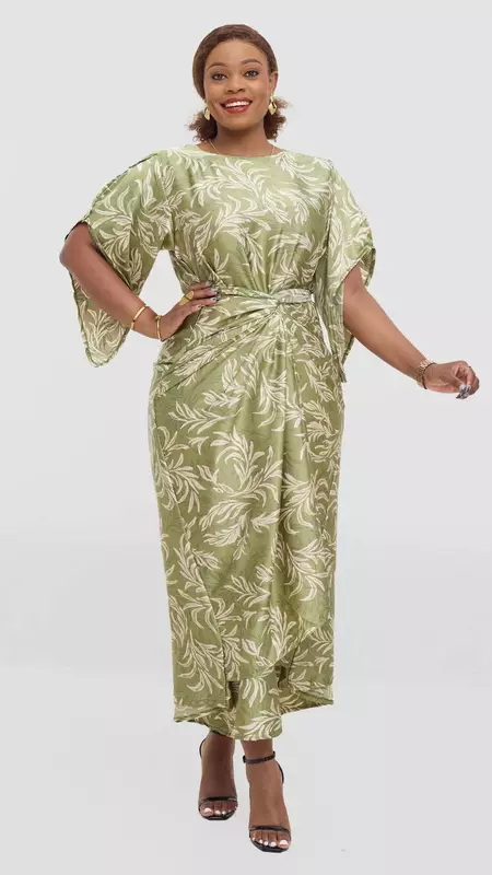 Silk House Collection Elodie Kaftan - Green Print