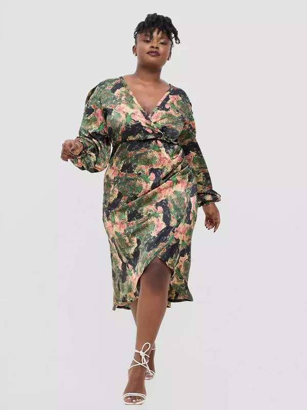 Zahra Dress - Green Abstract Print