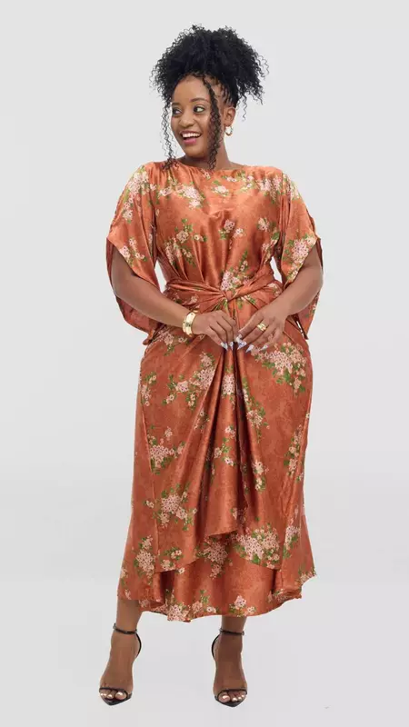 Silk House Collection Elodie Kaftan - Orange Print