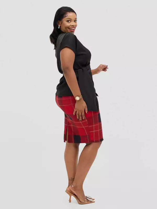 Silk House Collection Mia Skirt - Plaid Red / Black