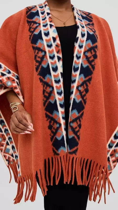Silk House Collection Ari Poncho - Orange