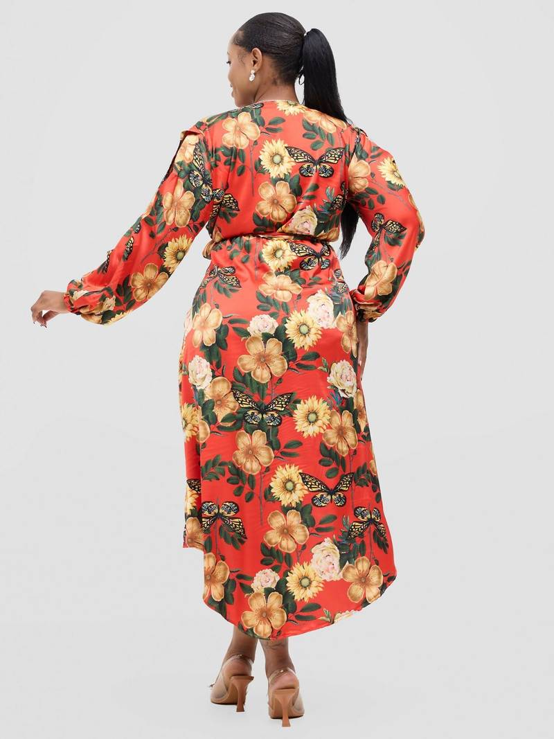Zahra Dress - Red Floral Print