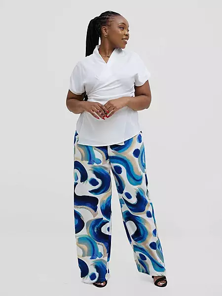 Silk House Collection Rana Pant - Blue Abstract Print
