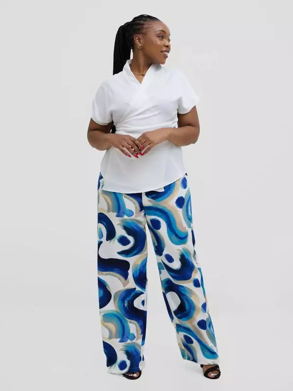 Silk House Collection Rana Pant - Blue Abstract Print