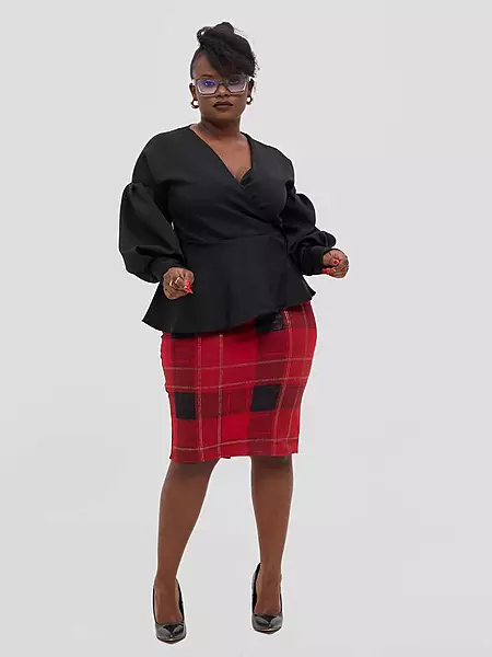 Silk House Collection Mia Skirt - Plaid Red / Black
