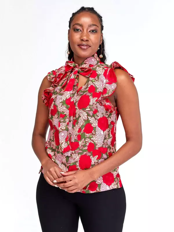 Silk House Collection Kefi - Red Floral Print