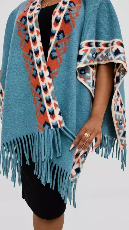Silk House Collection Ari Poncho - Blue