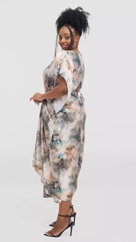 Silk House Collection Elodie Kaftan - Cream Print