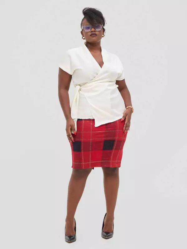 Silk House Collection Mia Red Skirt & Koa Top - White
