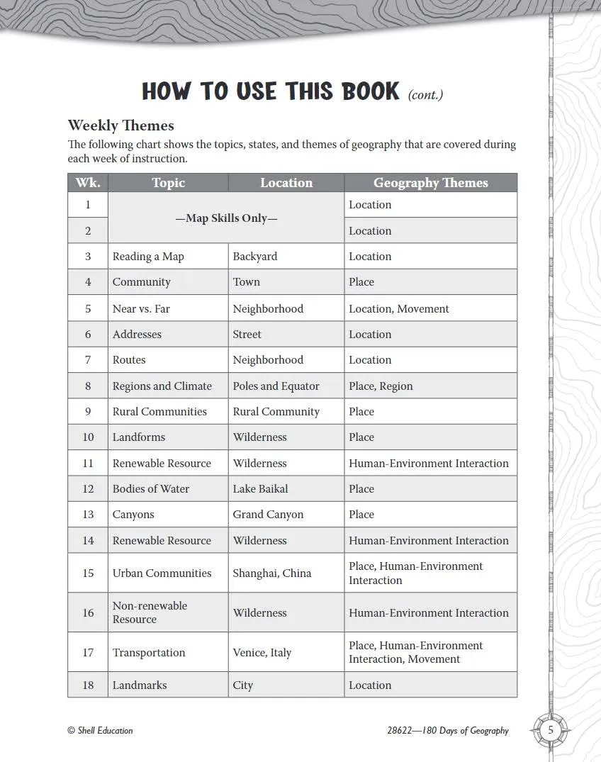 180 Days™: Social Studies, Geography for 1st Grade Practice Workbook for Classroom and Home