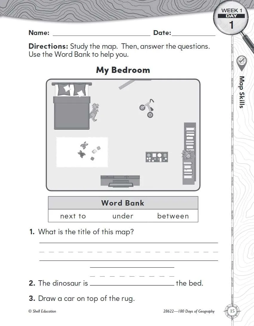 180 Days™: Social Studies, Geography for 1st Grade Practice Workbook for Classroom and Home