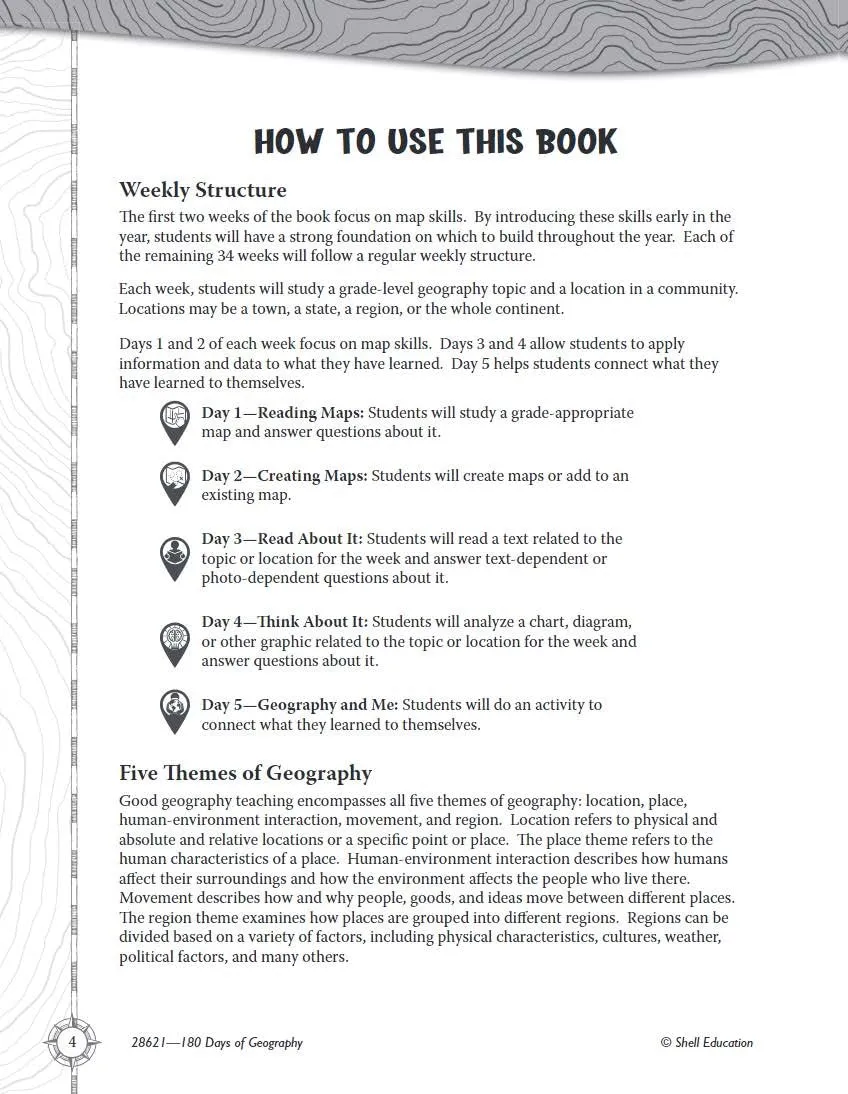 180 Days™: Social Studies, Geography for Kindergarten Practice Workbook for Classroom and Home