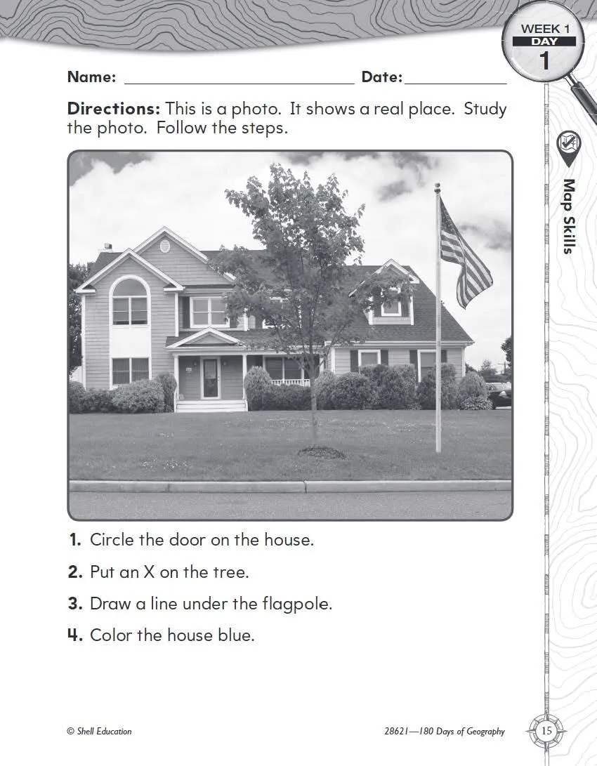 180 Days™: Social Studies, Geography for Kindergarten Practice Workbook for Classroom and Home