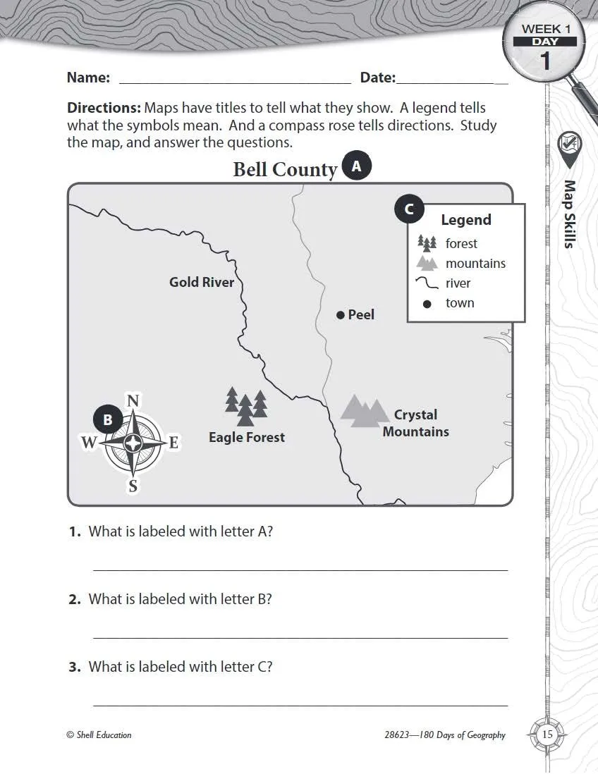 180 Days™: Social Studies, Geography for 2nd Grade Practice Workbook for Classroom and Home