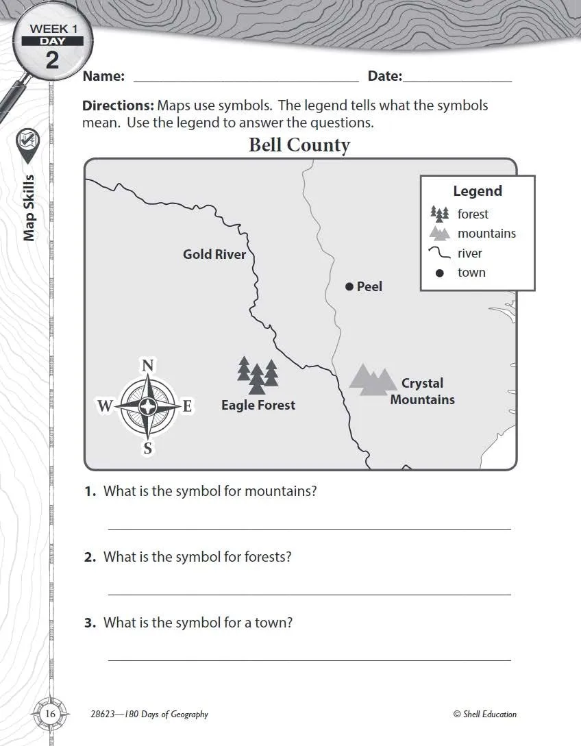 180 Days™: Social Studies, Geography for 2nd Grade Practice Workbook for Classroom and Home