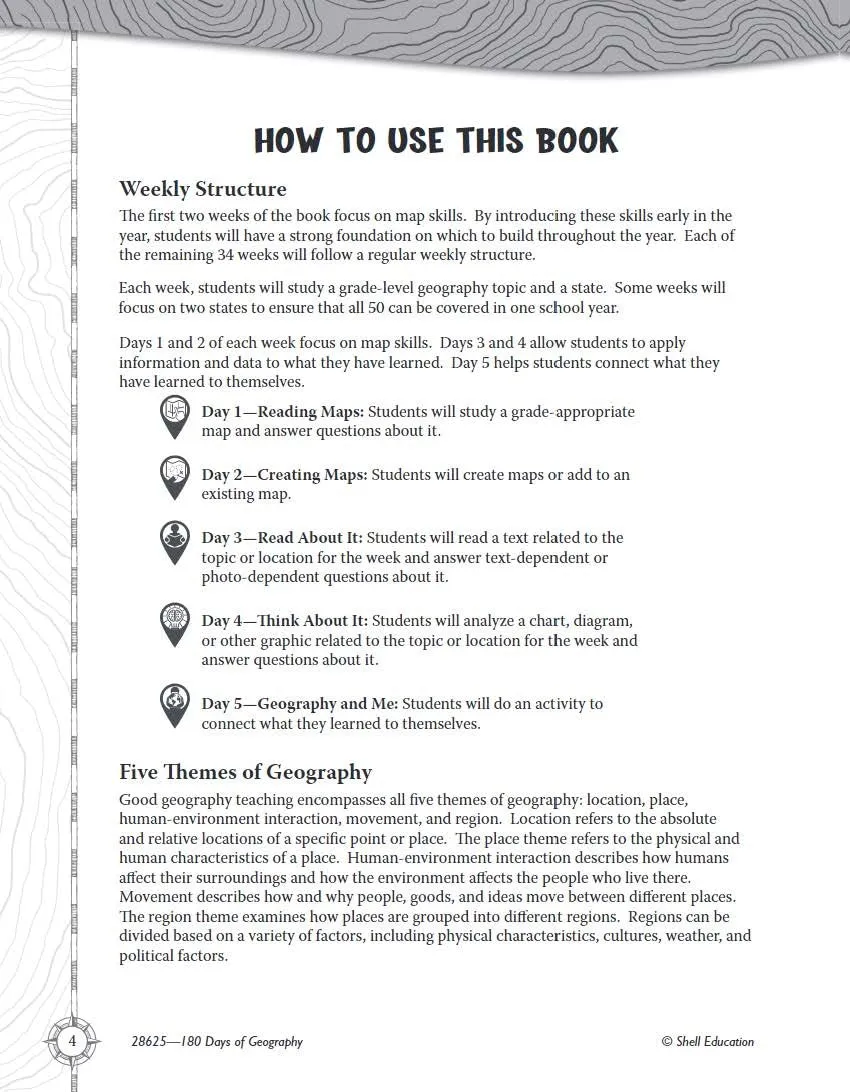 180 Days™: Social Studies, Geography for 4th Grade Practice Workbook for Classroom and Home