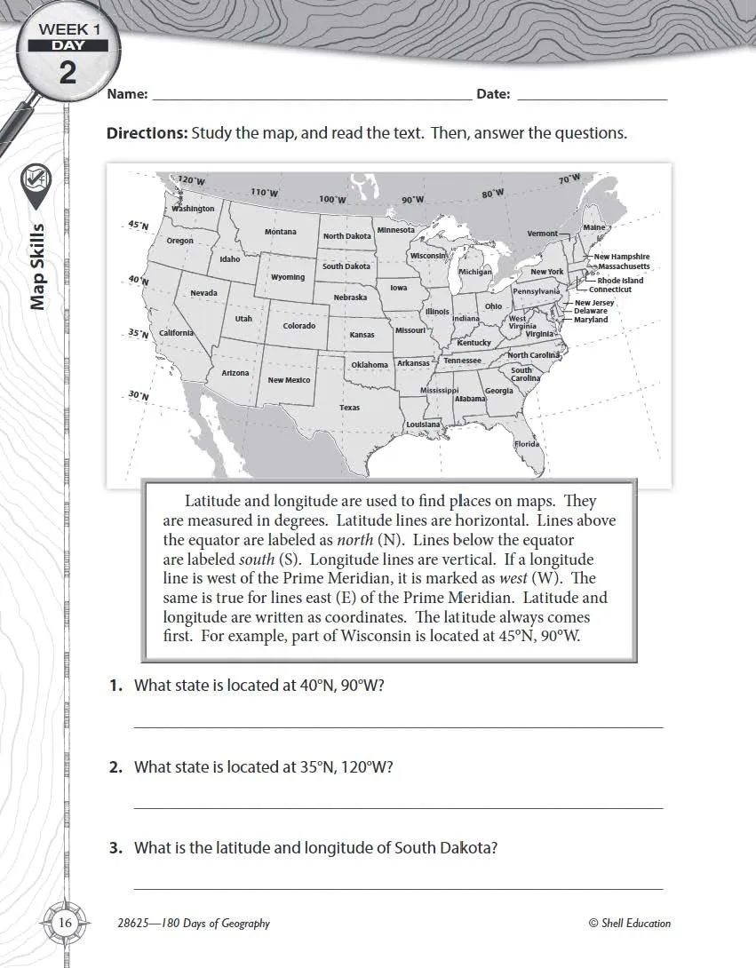 180 Days™: Social Studies, Geography for 4th Grade Practice Workbook for Classroom and Home