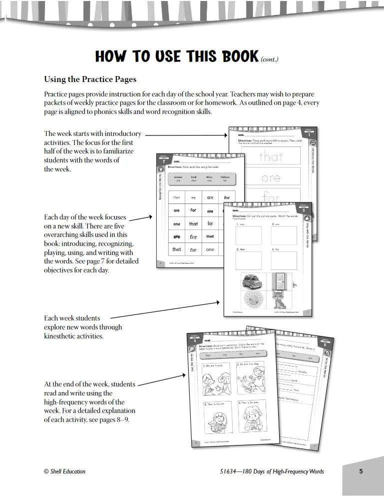 180 Days of High-Frequency Words for First Grade - Learn to Read First Grade Workbook
