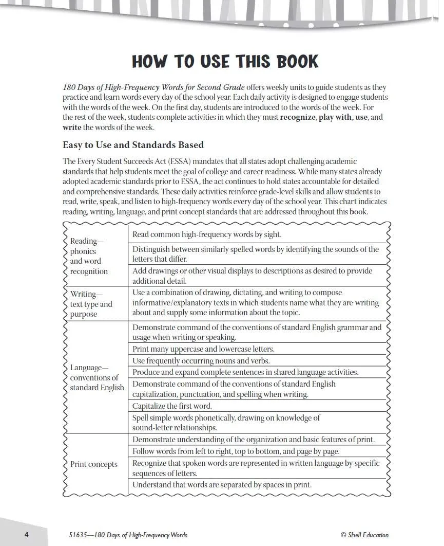 180 Days of High-Frequency Words for Second Grade - Learn to Read Second Grade Workbook