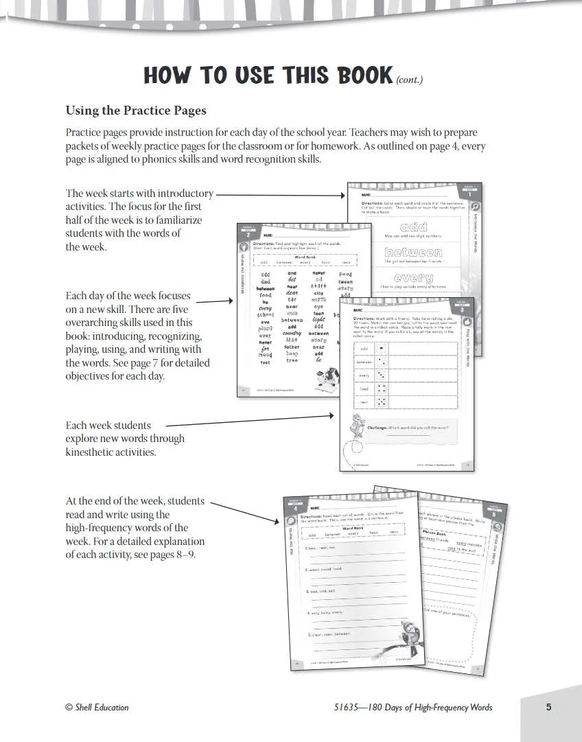 180 Days of High-Frequency Words for Second Grade - Learn to Read Second Grade Workbook