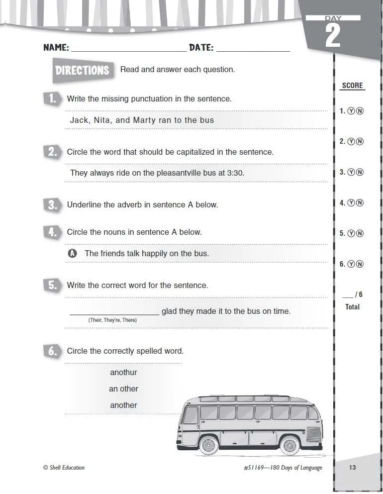 Shell Education 180 Days of Language for Fourth Grade (180 Days of Practice)