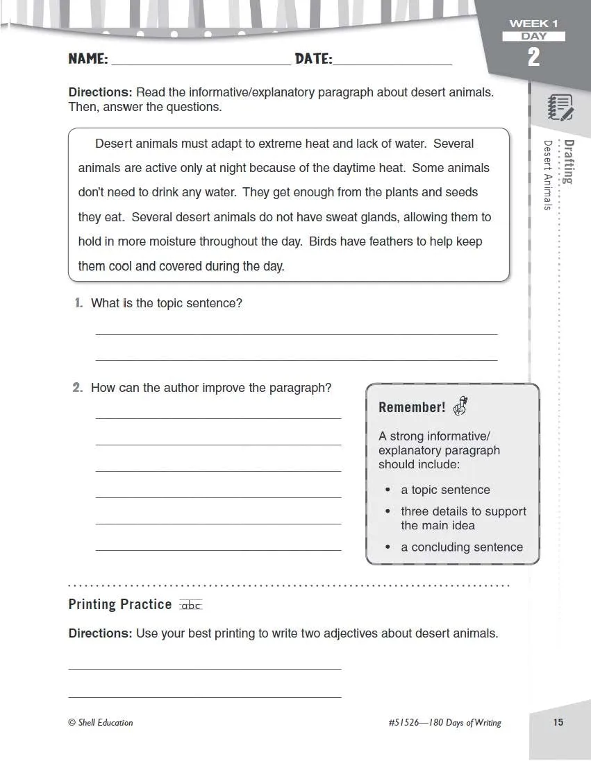 180 Days of Writing for Third Grade - An Easy-to-Use Third Grade Writing Workbook to Practice and Improve Writing Skills