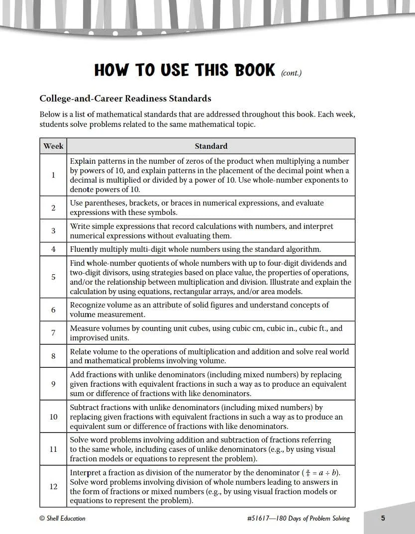 180 Days of Problem Solving for Fifth Grade – Build Math Fluency with this 5th Grade Math Workbook (180 Days of Practice)