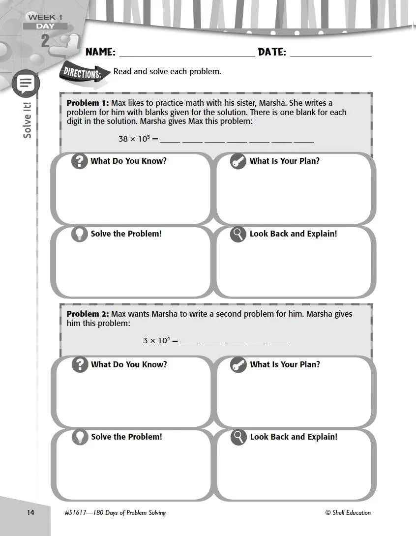 180 Days of Problem Solving for Fifth Grade – Build Math Fluency with this 5th Grade Math Workbook (180 Days of Practice)