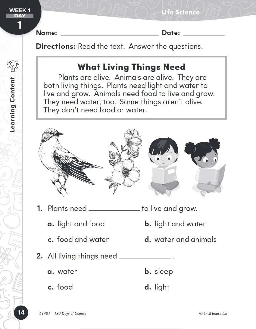 180 Days™: Science, Earth and Space Science for 1st Grade Practice Workbook for Classroom and Home