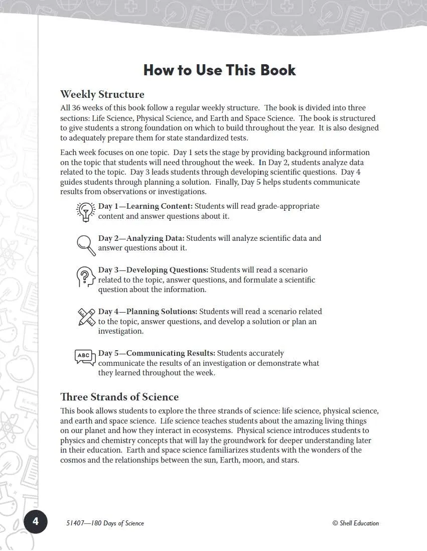 180 Days™: Science, Earth and Space Science for 1st Grade Practice Workbook for Classroom and Home