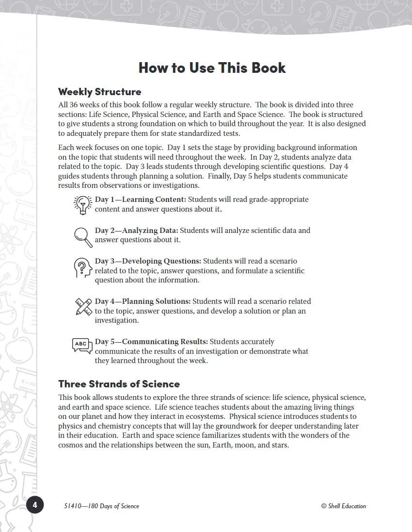 180 Days™: Science, Earth and Space Science for 4th Grade Practice Workbook for Classroom and Home
